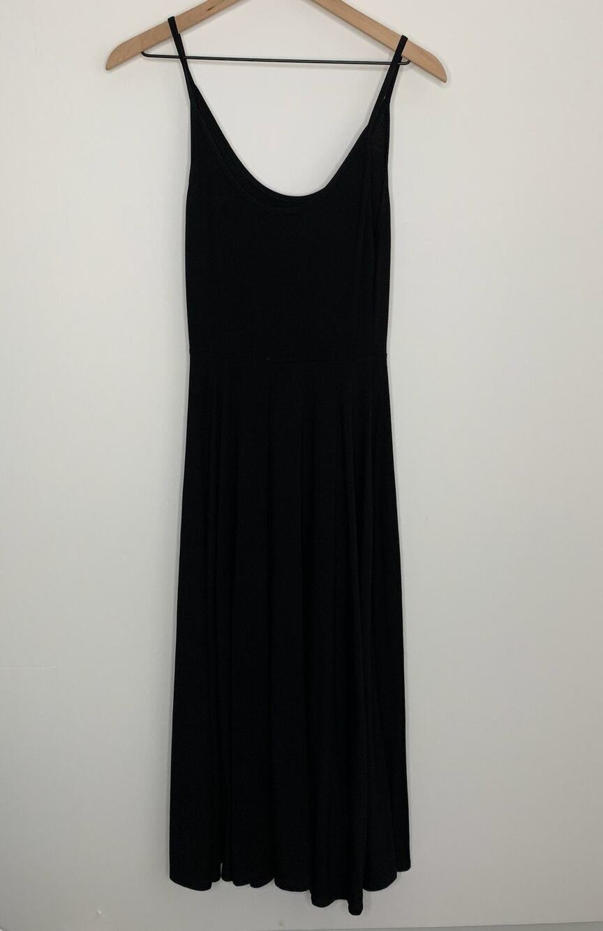 Reformation A-Line Fitted Scoop Neck Midi Length Dress Womens Small Black
